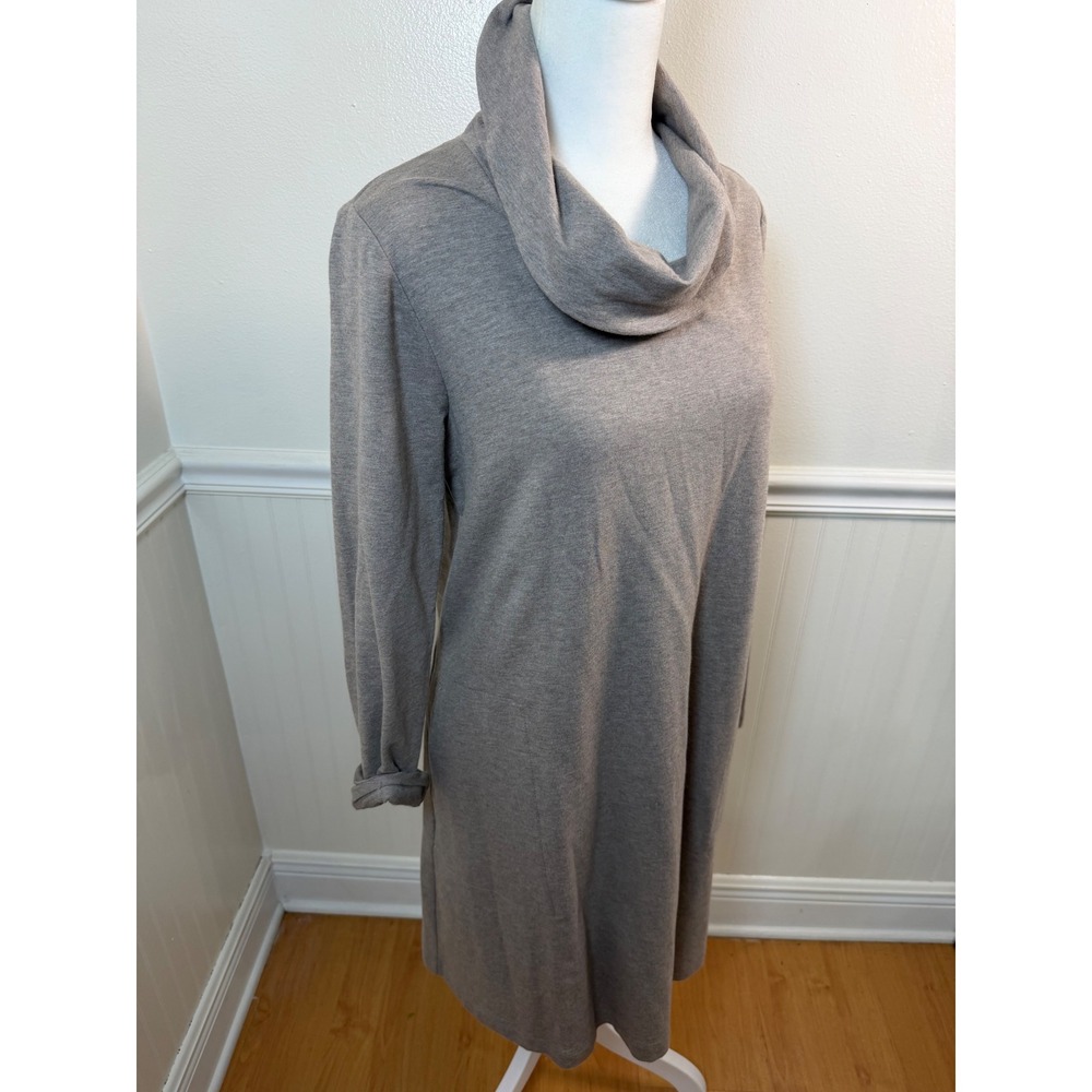 Pure Jill Casual Cowl Neck Long Sleeve Tunic Dress with Pockets Taupe Size S - Picture 3 of 11